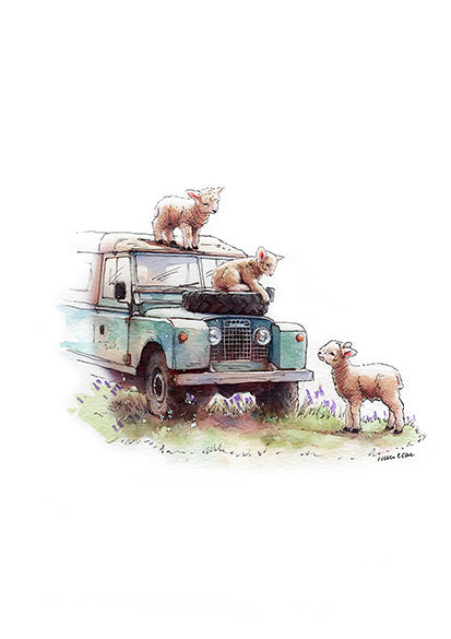 A4 Art Print Lamb Rover – Helen Clark Bespoke